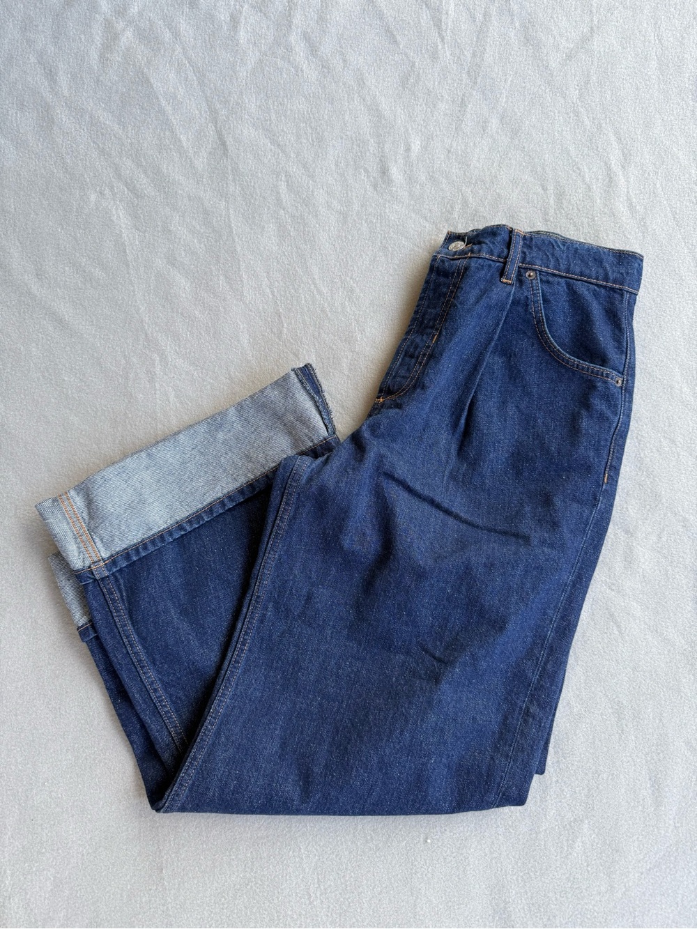 Free People We The Free Alia Cuffed High Waist Wide Leg Jeans Women 28 Dark Blue